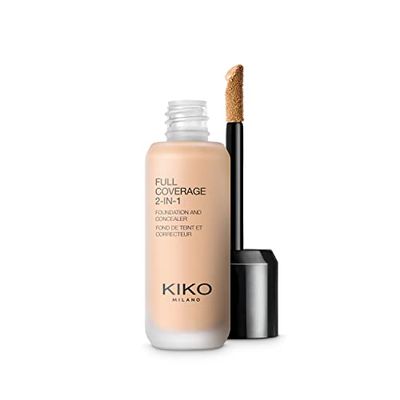 KIKO Milano Full Coverage 2-in-1 Foundation & Concealer, Base De Maquillaje Y Corrector 2 En 1, Alta Cobertura, N15 Neutral