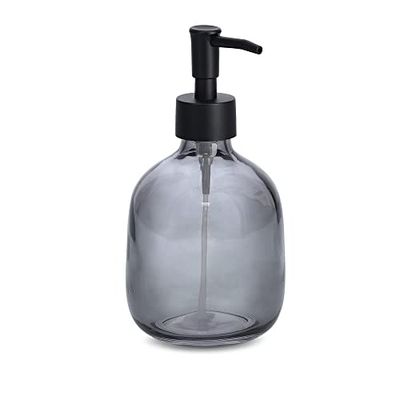 Zeller 18937 Modern Black - Dispensador de jabón (Cristal, 9 x 17,5 cm), Color Negro