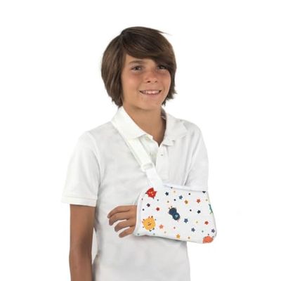 Mobiclinic® Kids, Children's Arm Sling Size M 100% Cotton European Brand Shoulder Sling Children's Adjustable Strap Immobilising Shoulder Loop Forearm 29 cm Latex Free, Monsters Print