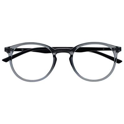 OPULIZE Met Gafas con Bloqueo de Luz Azul Montura Redonda Delgada Gris Negro Resistente a Arañazos Bisagras de Muelle Mejoran Sueño Ordenador Gaming Antirreflejante Hombre Mujer B60-7 +1.00
