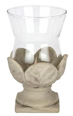 Flair Flower Portavelas con Cristal y Terracota, Aspecto Antiguo, portavelas para terraza, jarrón Decorativo, decoración de jardín, Navidad, farolillo, Objeto Decorativo, jarrón de Trofeo, Accesorio