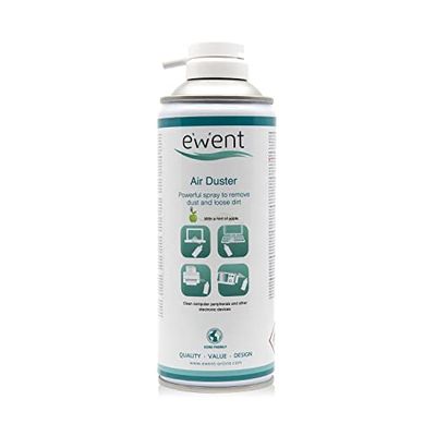 Ewent Lata de aire comprimido, aroma a manzana, 400ml limpieza de accesorios de PC teclados impresoras, televisores, cámaras y otros, spray de contacto tubo de extensión, el embalaje puede variar