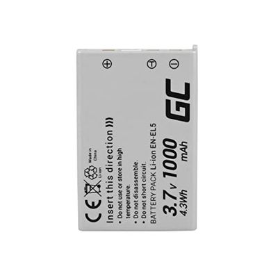 Green Cell PRO EN-EL5 EN-EL5A - Batteria per fotocamera Nikon Coolpix 3700 4200 5200 5900 7900 P3 P4 P80 P90 P100 P500 P510 P520 P5000 P5100 P600 S10 Full Decoded (1000 mAh 3,7 V), nero, CB45