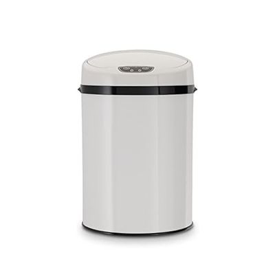 Echtwerk Oficina/baño/cosmética Papelera, Sensor de Movimiento por Infrarrojos, sin Contacto, Cuerpo de Acero Inoxidable, INOX Blanco, pequeño