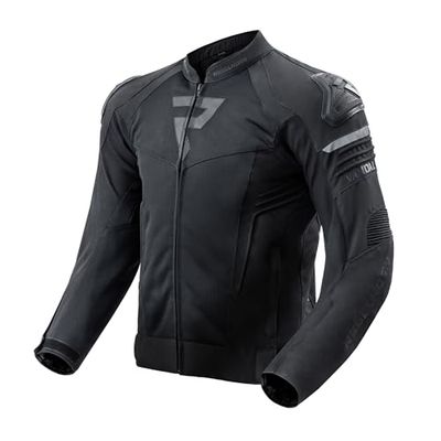 REBELHORN Vandal Mesh motorcykeljacka för män, textil, armbågsskydd och axelskydd nivå 2, utbytbar axelrem | stora ventilationspaneler i nät | storlekar upp till 10XL, svart, S