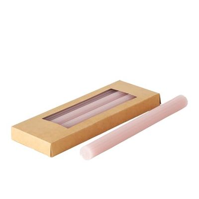 Boltze 2060647 Classic Lot de 4 bougies à tige en cire, surface striée, design classique, rose clair, 25 cm