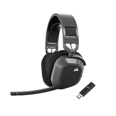 Corsair HS80 MAX Cuffie da Gioco Multipiattaforma Senza Fili con Bluetooth – Dolby Atmos – Microfono Omnidirezionale – Compatibile iCUE – PC, Mac, PS5, PS4, Switch, Mobile – Grigio Acciaio