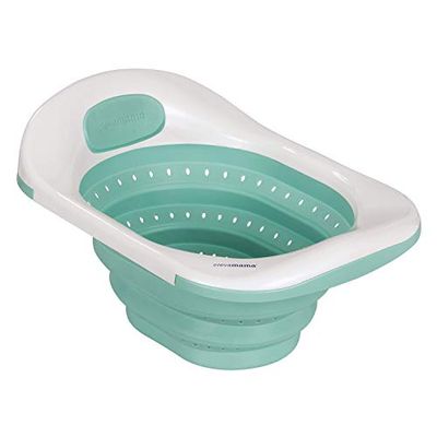 ClevaMama 3501 ClevaBath Bañera para Bebé Plegable ClevaBath Antideslizante y Compacta, Apta para Hogar y Viajes, Verde/Blanco
