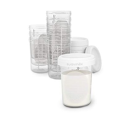 Suavinex, Brincos de armazenamento leite materno. 10 unidades. Para congelar e transportar leite materno e alimentos para bebé. Sem BPA. Com tampa de rosca hermética anti-fugas