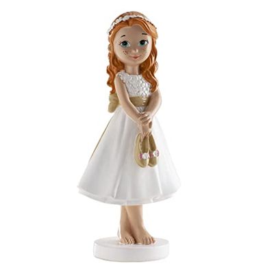 Dekora - 315106 Figurine de Communion, Résine, Blanc, 13 cm