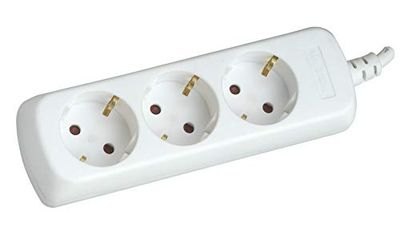 SILVER ELECTRONICS - Multiprise avec 3 prises sans interrupteur, blanc, 3 prises, câble de 1,5 m, protection enfant, prise de terre, avec protection contre les surtensions