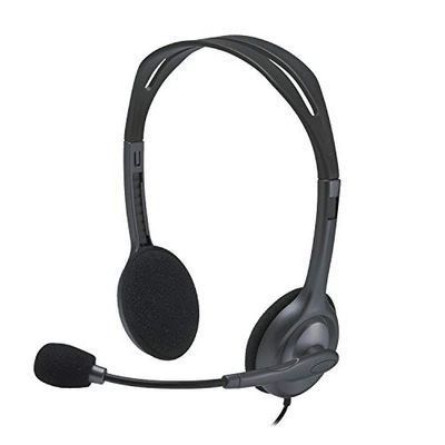 Logitech H111 Cuffie Cablate per Computer, Stereo con Microfono, Cancellazione Rumore, ‎Jack Audio da 3.5 mm, PC/Mac/Laptop/Smartphone/Tablet, Nero