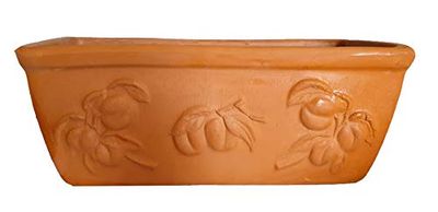 FIORIERA TERRACOTTA RETTANGOLARE CON PESCHE IN RILIEVO (20 pezzi) PER PIANTE E FIORI LUNGHEZZA CM. 42, LARGHEZZA CM. 19, ALTEZZA CM. 17 CASSETTA COTTO MADE IN ITALY