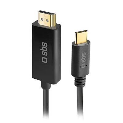 SBS Cavo adattatore video con connettori dorati USB-C a HDMI, cavo 4K/5K per smartphone, pc, iMac, MacBook, iPad, proiettori, televisori, lungo 1,8m.