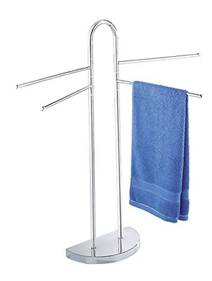 Wenko 16610100 Porta Asciugamani e Appendiabiti Cosenza, 4 Bracci Mobili, Piedistallo Semicircolare, Acciaio, 48 x 93,5 x 33 cm, Cromo