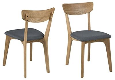 AC Design Furniture Tanner eetkamerstoelen set van 2, B: 45 x D: 49 x H: 84 cm, eiken/donkergrijs, eiken/stof, 2 stuks