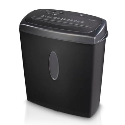 Hama Destructeur de Documents Home X12CD (Broyeur Documents 12 Feuilles 80g, Destructeur CD/CB, Niveaux de sécurité E3 P4 T4, LED on/Off et surchauffe, 72 DB, M/A Auto, Corbeil 21L) Noir