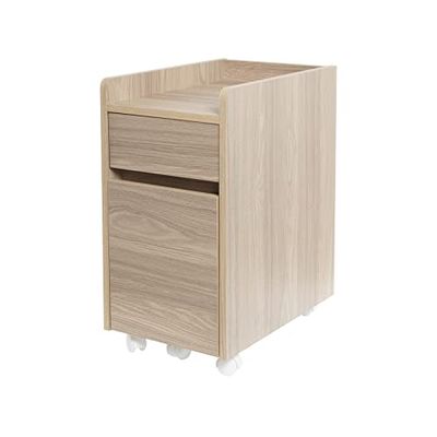 Iris Ohyama, Caisson de Bureau, Placard de Rangement Mobile, avec roulettes, 2 tioirs et 1 étagère, Documents & Dossiers, Montage Facile, Bois Solide, Chambre - Desk Cabinet FDK-3059- Marron Clair