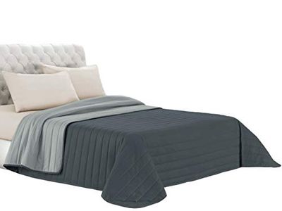 Italian Bed Linen Q-EL Elegant Edredão estivo, microfibra, cinzento claro/cinzento escuro, 170 x 270 cm