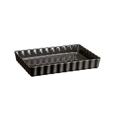 Emile Henry EH796038 Tourtière Rectangulaire, Céramique, Noir Fusain, 33, 5 x 24 x 5 cm