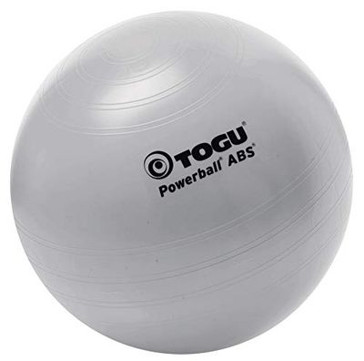 Togu Piłka gimnastyczna 65 cm Powerball ABS (odporna na rozerwanie), srebrna, do równowagi, jogi, jako mały sprzęt fitness i krzesło do balansowania w gabinecie domowym