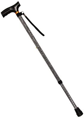 Homecraft Coloured Walking Sticks, Height-Adjustable Walking Stick for Stability and Support, Etched Black