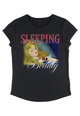 Disney Classic Sleeping Beauty-Maglietta a Maniche Corte da Donna, in Tessuto Organico T-Shirt, Nero, S