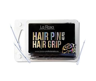 LaRosa Grip lisce per capelli 4 cm - Palla di metallo solidu a forma di U - Adatto per saloni di parrucchieri - 1 confezione x 40 pezzi - Bianco