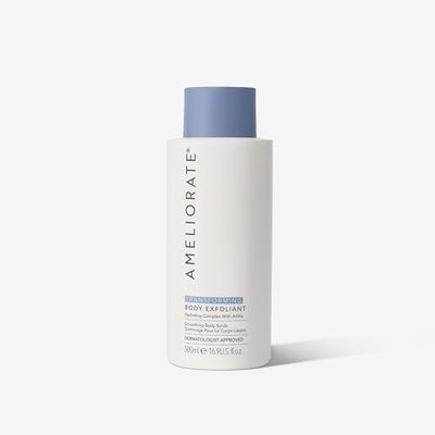 AMELIORATE Transforming Body Exfoliant 500ml for Keratosis Pilaris (KP), Bumpy & Dry Skin | Dual-Action AHA & Bamboo Scrub | Hydrating & Smoothing | Dermatologist Approved