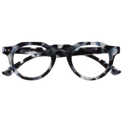 OPULIZE RIO Gafas de Lectura con Filtro de Luz Azul - Montura con Parte Superior Plana - Carey Azul - Hombres y Mujeres - Bisagras de Muelle - B53-3 - +1.00