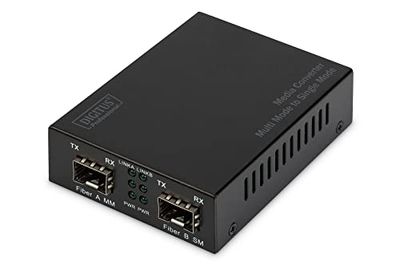 DIGITUS Gigabit Multimode to Singlemode Media Converter SFP to SFP, 155Mbps, 1.25Gbps, 850nm to 1550nm
