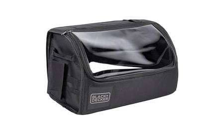 BLACK+DECKER Kofferbak-organizer, kofferbaktas met transparant deksel, 2 hoofd- en meerdere zijvakken, anti-slip oppervlak, polyester, zwart