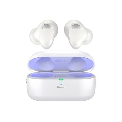 LG Auriculares intraurales Bluetooth Tone Free T90S con Sonido Dolby Atmos, tecnología Meridian, cancelación Activa de Ruido (ANC), y UVnano+, Blanco