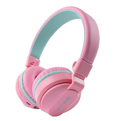 TELLUR Buddy Cuffie Bluetooth all'Orecchio, BT v5.3, Fino a 25 ore, Cuffie con Microfono USB C, Pulsante per Sensibilità Massima 85 dB per Bambini, Design Morbido e Leggero, Pieghevole (Rosa)