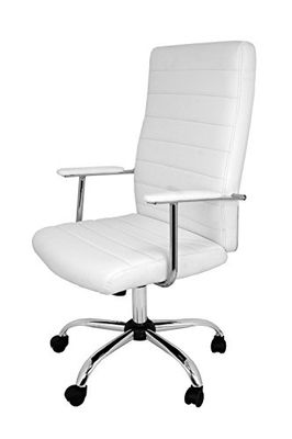 La Silla Española Patones Silla de Oficina Director con Reposabrazos, Piel Sintética, Blanco, 50x47x116 cm