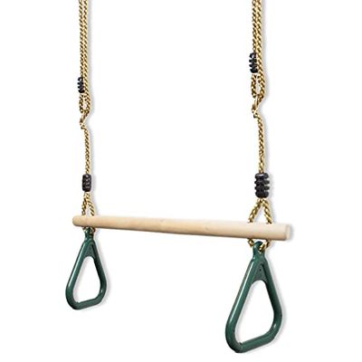 Leogreen - Trapèze en Bois, Anneaux et Barre de Gymnastique pour Enfant, Vert, Matériau: Plastique (PP, PE)