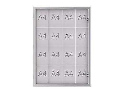 MAUL vitrine A4 MAULexcite | Vitrine avec 16 pages A4 | Tableau d'information avec cadre en aluminium et porte en verre | Construction plate peu encombrante | Verrouillable avec serrure | Aluminium