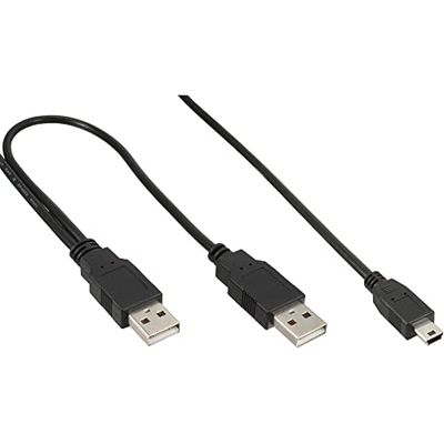 InLine 20297 Cavo Mini USB 2.0, Sdoppiatore Y, 2X Type-A Maschio a Type Mini-B Maschio, 5Pol, 1.5 m, Nero