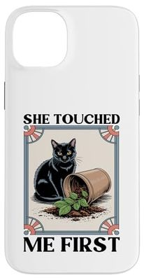 She Touched Me First Cat Plant Kitten Plants Amoureux des chats Coque pour iPhone 14 Plus