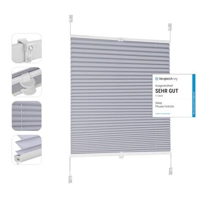 Sekey Estor Plisado sin Agujeros, Estor Plisado para Ventana, 70 x 130 cm, Color Gris Azulado