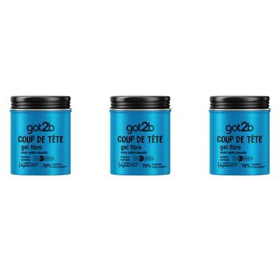 Schwarzkopf - Got2b - Gel Coiffant Cheveux - Coiffant Cheveux Homme - Coup de Tête - Gel Fibre - Fixation Normale - Style Coiffé Décoiffé - Pot 100 ml (lot de 3)