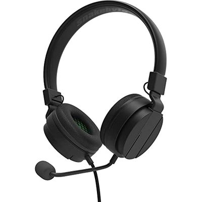 snakebyte Xbox headset SX – svart/grön – Xbox Series SX stereo spelhörlurar, 40 mm ljuddrivrutiner, avtagbar mikrofon, vadderad, 3,5 mm rem, kompatibel med PS5, Xbox, PC, Skype