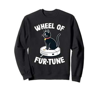 Wheel Of Fur-Tune Cat On Robot Vacuum Cleaner Cat Sweatshirt