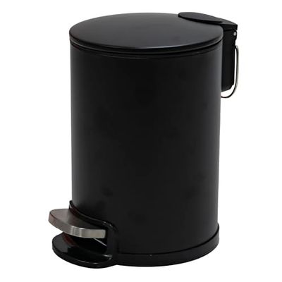 Amig - Poubelle de salle de bain à pédale 3 litres Mod. Tacto - Couleur noire - Ouverture hygiénique sans contact - Ø16,8 x 25,5 cm - Acier inoxydable laqué