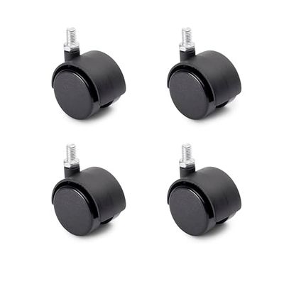 Emuca - Parti med 4 st. svänghjul för möbler Ø40 mm med M8x12 bult, dubbla svarta svänghjul