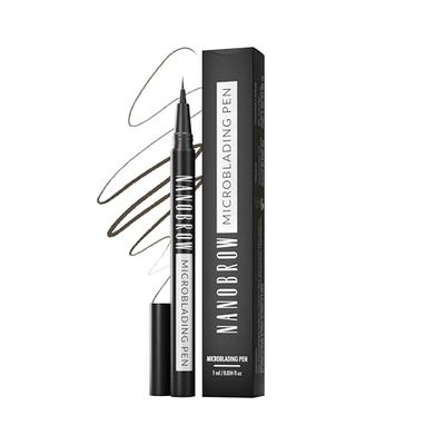 Lápiz de Cejas Nanobrow Microblading Pen - Rellena cejas, enmascara huecos, punta ultrafina (Dark Brown)