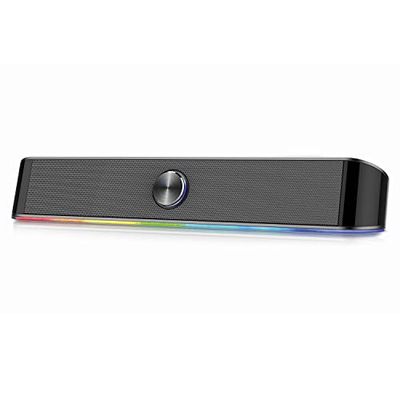 Ewent EW3525 Haut-Parleur Soundbar illuminé RVB Filaire et Bluetooth, Haut-parleurs PC 12W, Haut-parleurs Bluetooth, Haut-parleurs stéréo avec Illumination RVB réglable, alimenté par USB, Noir