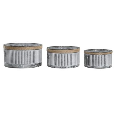 MACETERO SET 3 METAL CUERDA 38X38X21 DESGASTADO