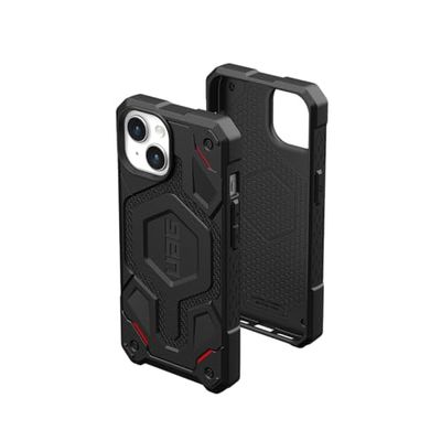 URBAN ARMOR GEAR Monarch Pro Custodia protettiva compatibile con Apple iPhone 15 [Compatibile con ricarica Wireless/ricarica magnetica, protezione a 5 strati] Kevlar Nero