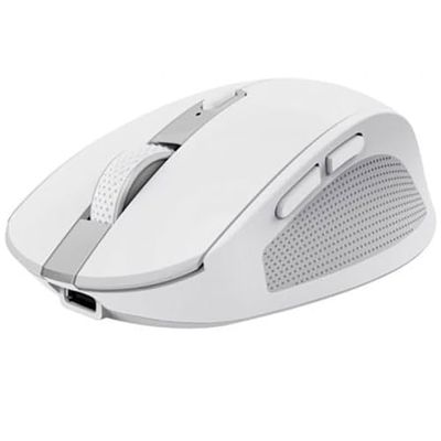 Trust Ozaa tyst trådlös mus Bluetooth + 2,4 GHz, kompakt mus med flera enheter, 60% återvunnen plast, uppladdningsbar Bluetooth-mus för bärbar dator PC Windows Android Mac - vit